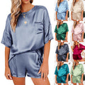 2 piece silk satin pajama short set